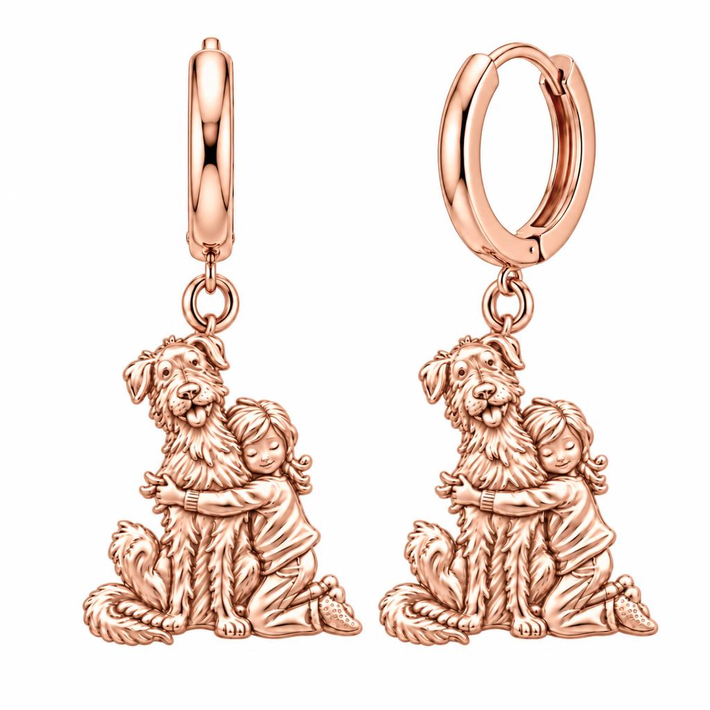 Best Friend Hug Huggie Charm Earrings – rose gold, front view