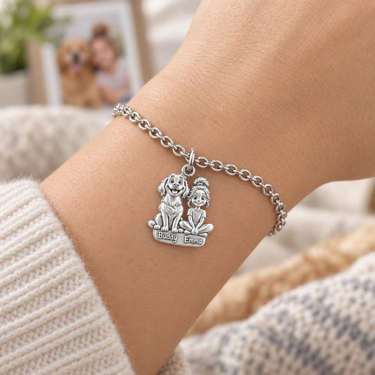 Best Friends Side by Side Charm Bracelet Set – worn / in use