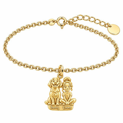 Best Friends Side by Side Charm Bracelet Set – 18K gold, front view