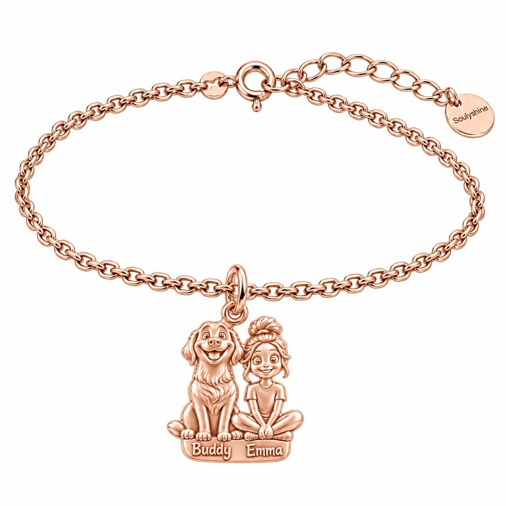 Best Friends Side by Side Charm Bracelet Set – rose gold, front view