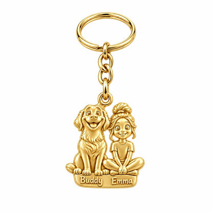 Best Friends Side by Side Charm Keychain – 18K gold, front view