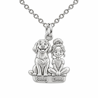Best Friends Side by Side Charm Necklace Set – silver, front view