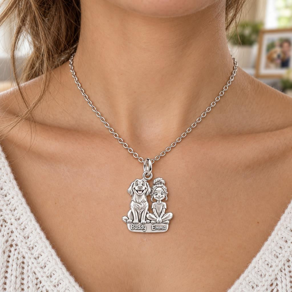 Best Friends Side by Side Charm Necklace Set – worn / in use