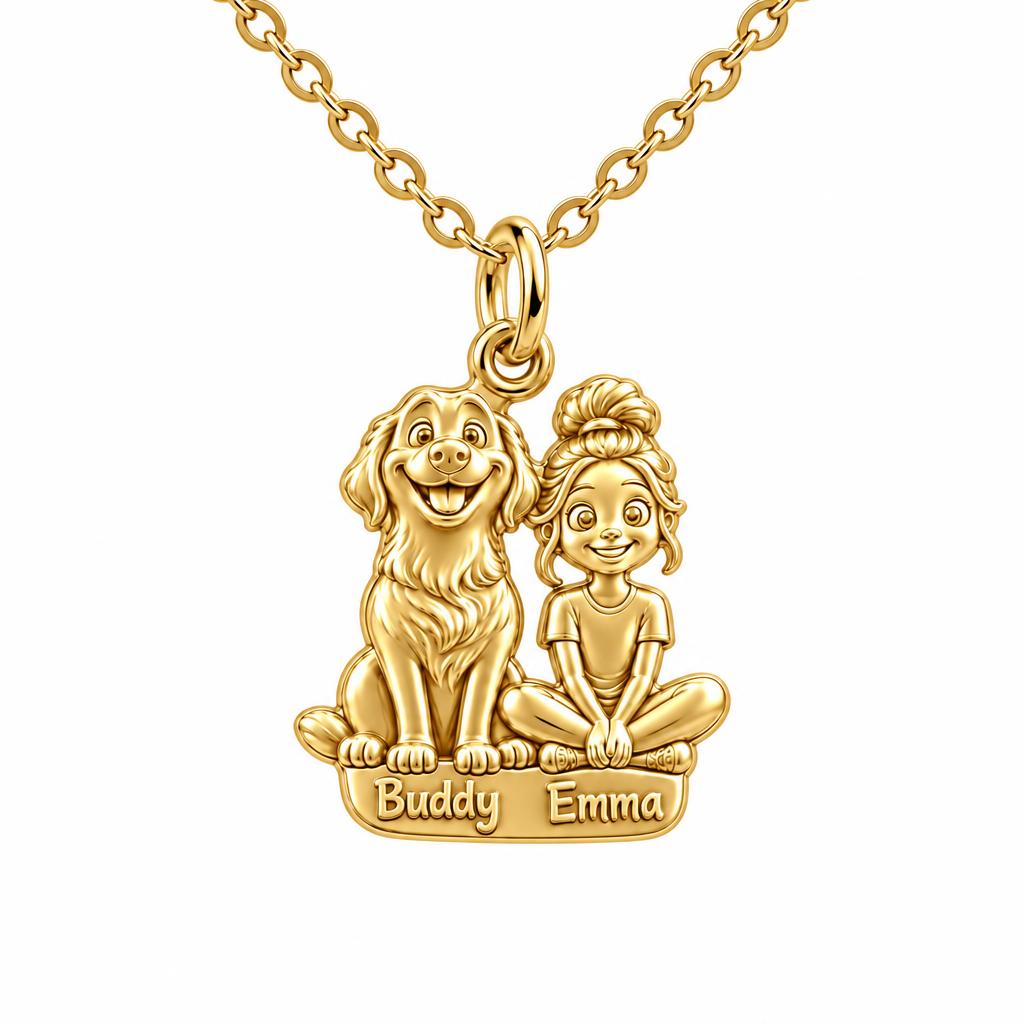 Best Friends Side by Side Charm Necklace Set – 18K gold, front view