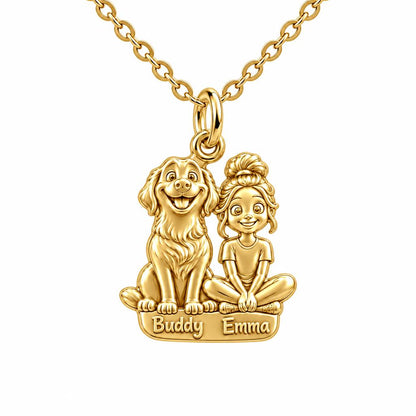 Best Friends Side by Side Charm Necklace Set – 18K gold, front view