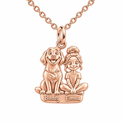 Best Friends Side by Side Charm Necklace Set – rose gold, front view