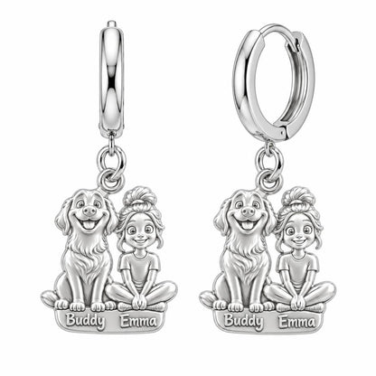 Best Friends Side by Side Huggie Charm Earrings – silver, front view
