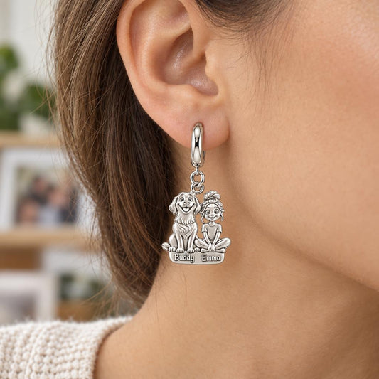 Best Friends Side by Side Huggie Charm Earrings – worn / in use