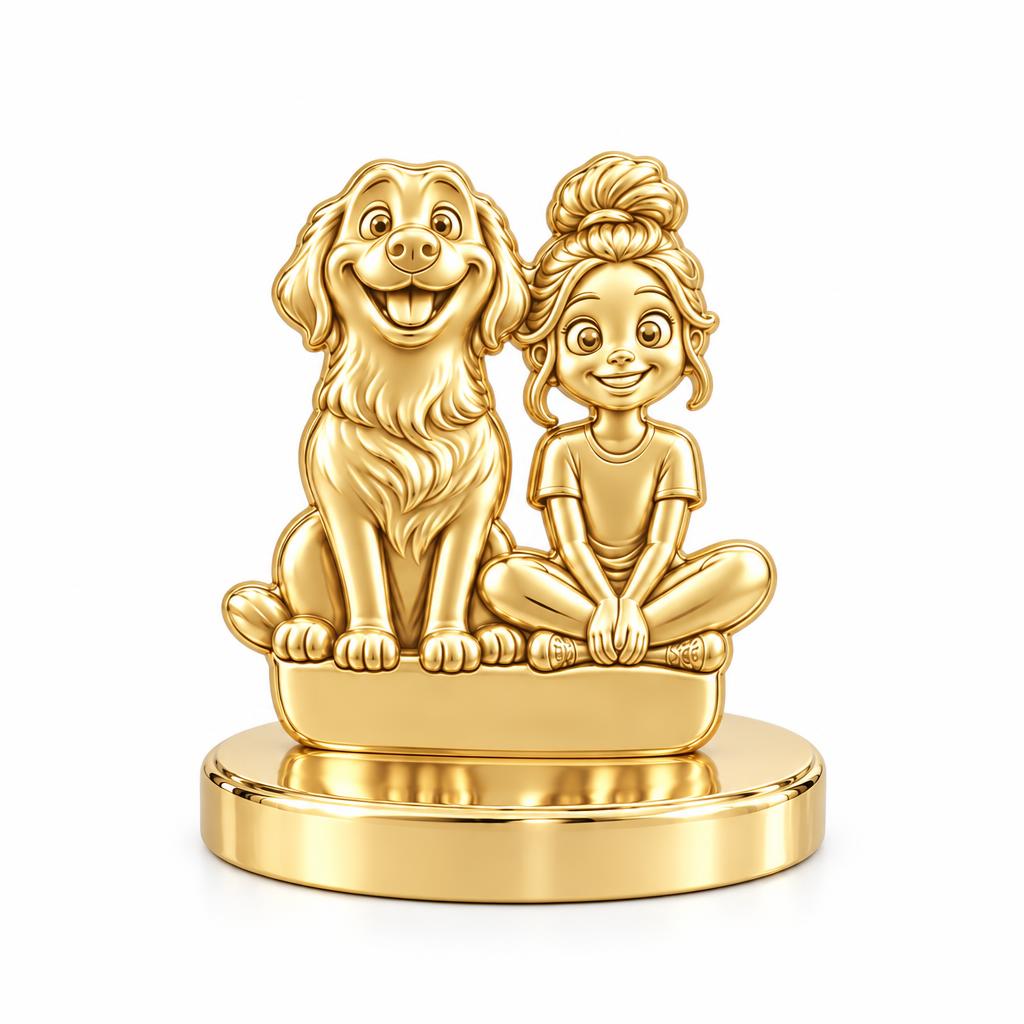 Best Friends Side by Side Keepsake Plaque – 18K gold, front view