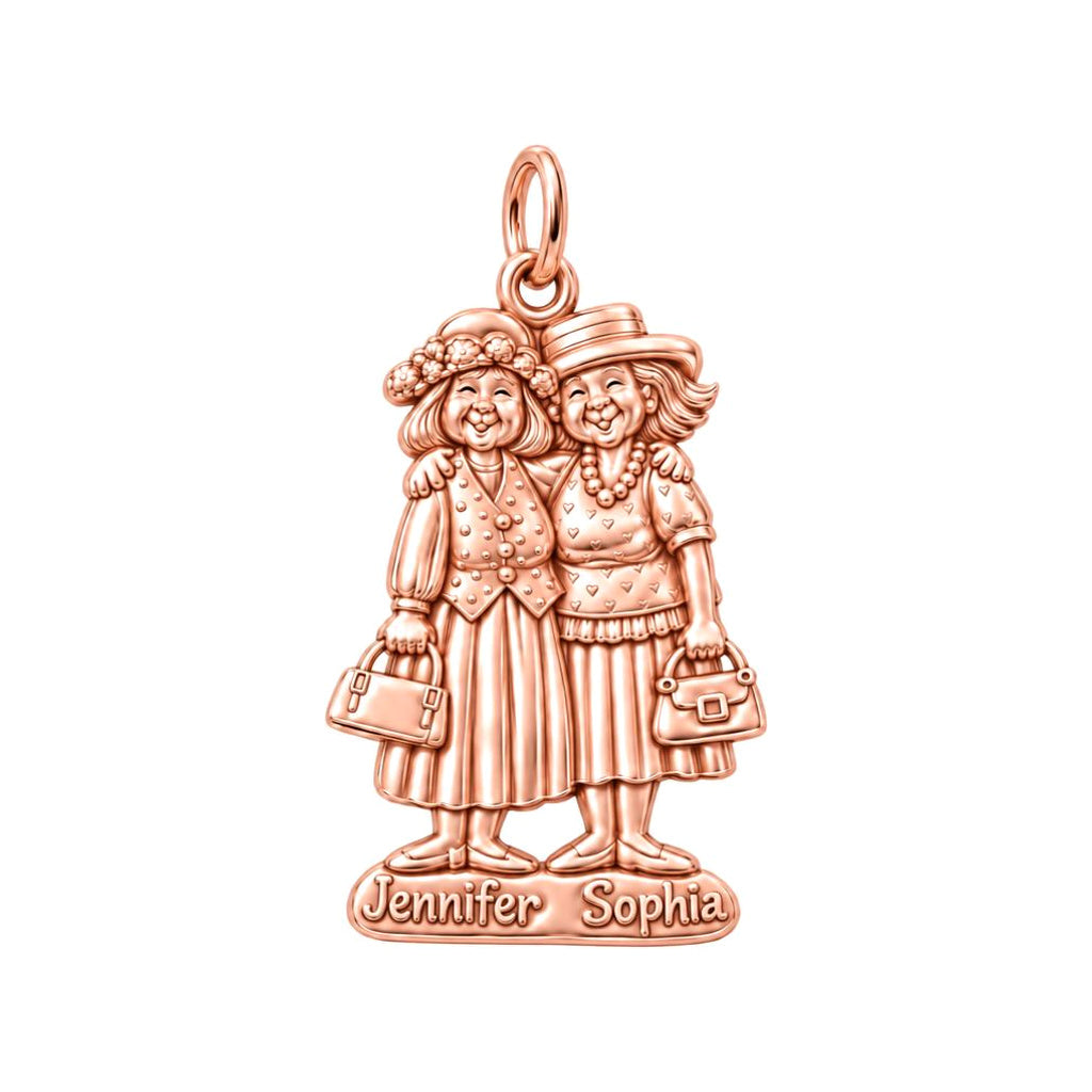 Best Friends Sunday Best Charm Bracelet – Personalized Friend Gift – rose gold 3 cm charm, front view