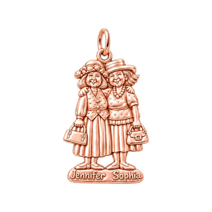Best Friends Sunday Best Charm Bracelet – Personalized Friend Gift – rose gold 3 cm charm, front view