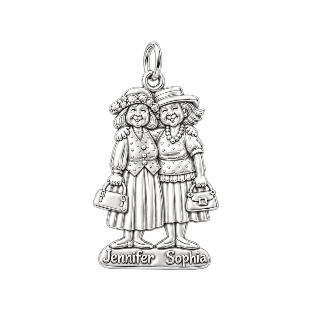 Best Friends Sunday Best Charm Bracelet – Personalized Friend Gift – silver plated 3 cm charm, front view