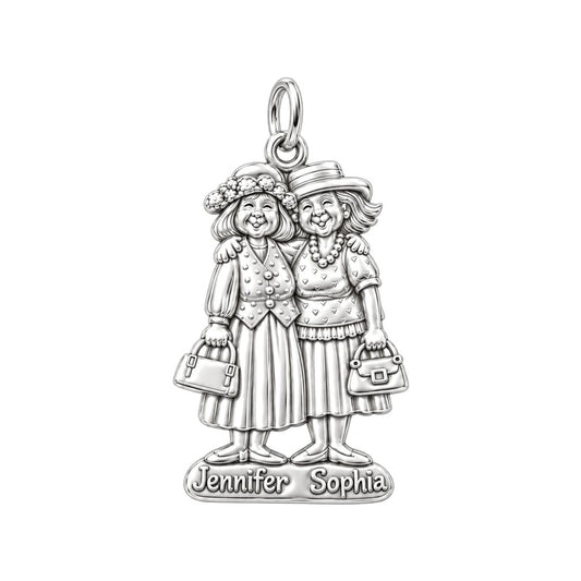 Best Friends Sunday Best Charm Bracelet – Personalized Friend Gift – silver plated 3 cm charm, front view