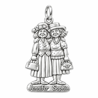 Best Friends Sunday Best Charm Bracelet – Personalized Friend Gift – adjustable black cord bracelet, 14–24 cm