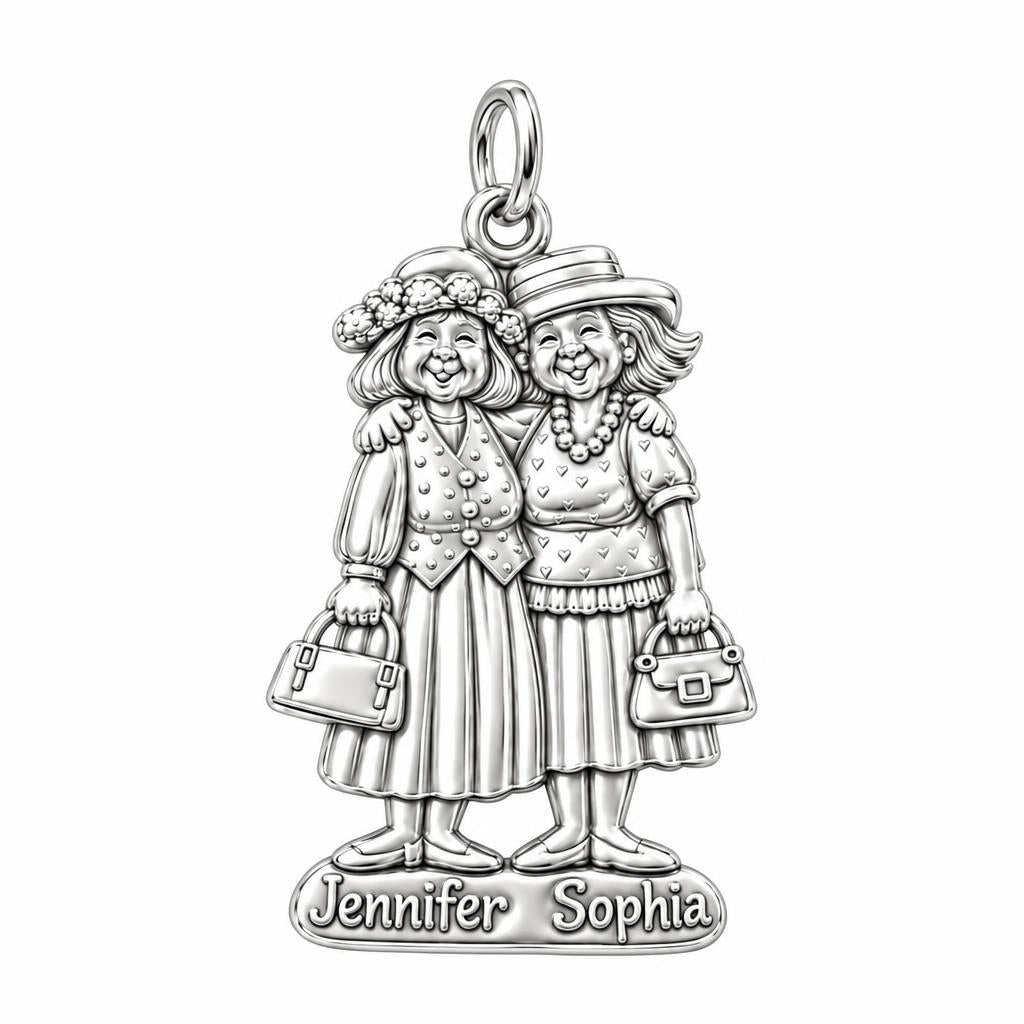 Best Friends Sunday Best Charm Bracelet – Personalized Friend Gift – size guide, 3 cm charm next to a quarter