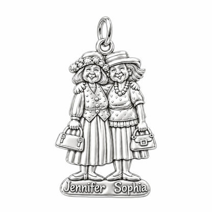 Best Friends Sunday Best Charm Bracelet – Personalized Friend Gift – size guide, 3 cm charm next to a quarter