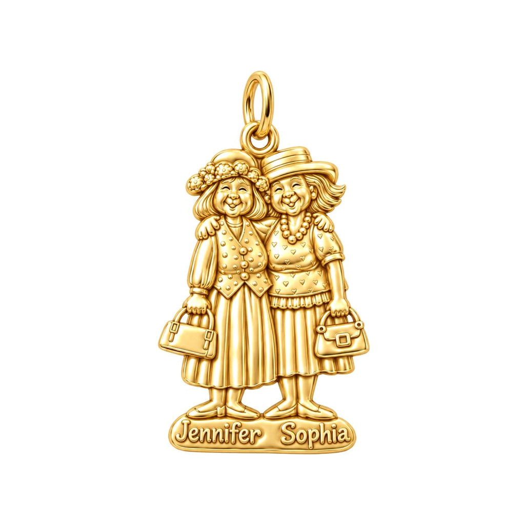 Best Friends Sunday Best Charm Bracelet – Personalized Friend Gift – 18K gold plated 3 cm charm, front view