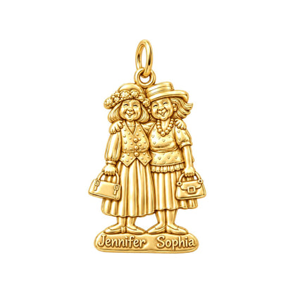 Best Friends Sunday Best Charm Bracelet – Personalized Friend Gift – 18K gold plated 3 cm charm, front view