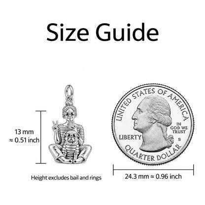 Bestie Selfie Pug Charm Bracelet – Personalized Dog Mom Gift – size guide, 13 mm charm next to a quarter