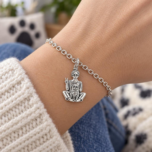 Bestie Selfie Pug Charm Bracelet Set – worn / in use