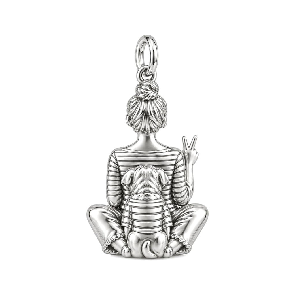 Bestie Selfie Pug Charm Keychain – back of the charm, engraving area