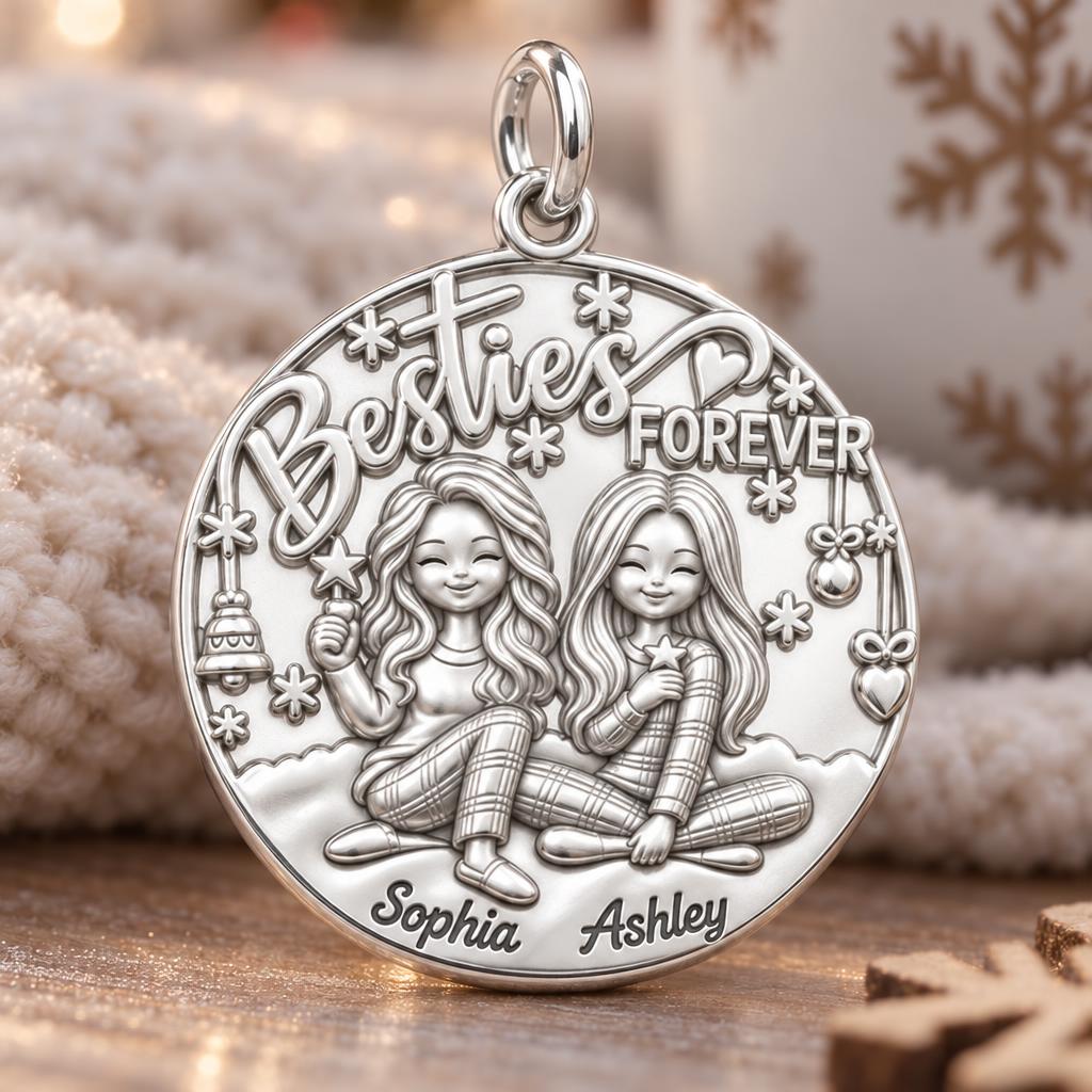 Besties Forever Charm Bracelet – Personalized Friend Gift – macro detail of the charm