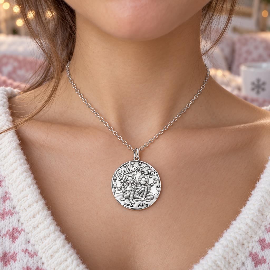 Besties Forever Winter Slumber Charm Necklace Set – worn / in use