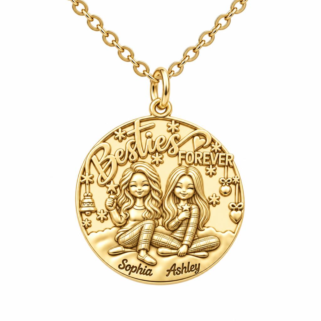 Besties Forever Winter Slumber Charm Necklace Set – 18K gold, front view