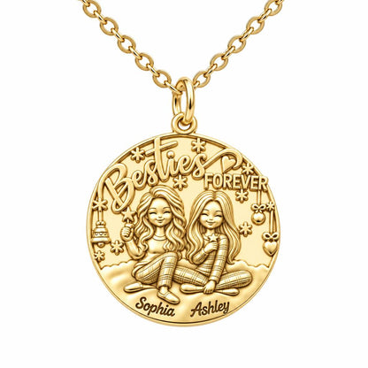 Besties Forever Winter Slumber Charm Necklace Set – 18K gold, front view