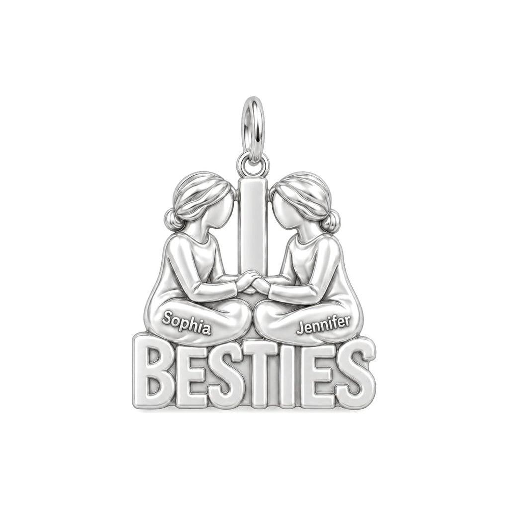 Besties Holding Hands Charm and Polyester Cord Bracelet Set