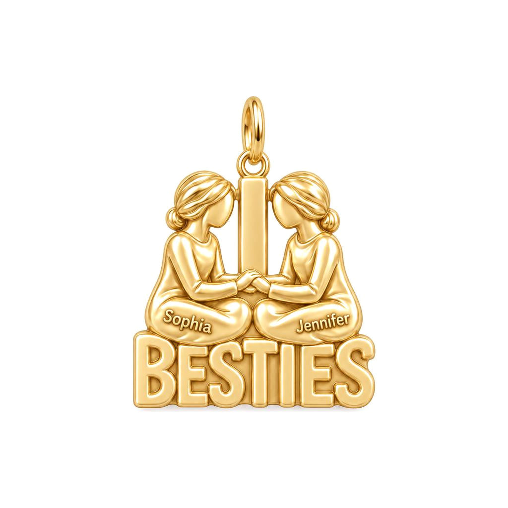 Besties Holding Hands Charm and Polyester Cord Bracelet Set