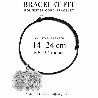 Besties Holiday Lounge Charm Bracelet – Personalized Bestie Gift – adjustable black cord bracelet, 14–24 cm