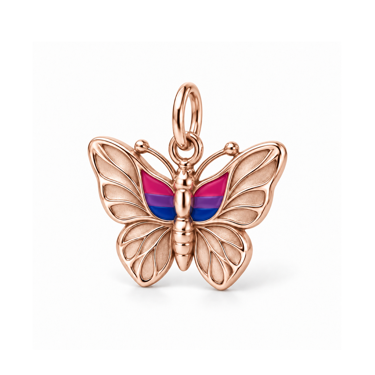 Bi Pride Butterfly Charm — Rose Gold | charm-topics-remaining-444-2026-09-14 | topic-307