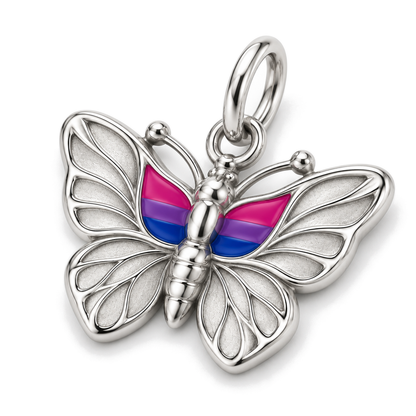 Bi Pride Butterfly Charm — Silver Super Macro | charm-topics-remaining-444-2026-09-14 | topic-307