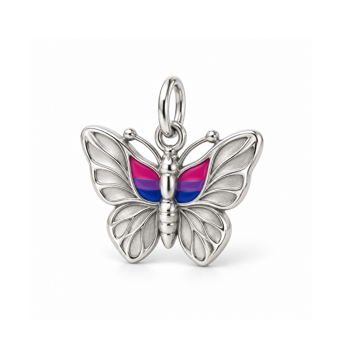 Bi Pride Butterfly Charm — Silver | charm-topics-remaining-444-2026-09-14 | topic-307