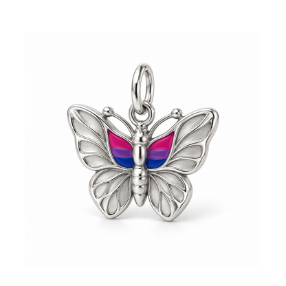 Bi Pride Butterfly Charm — Silver | charm-topics-remaining-444-2026-09-14 | topic-307