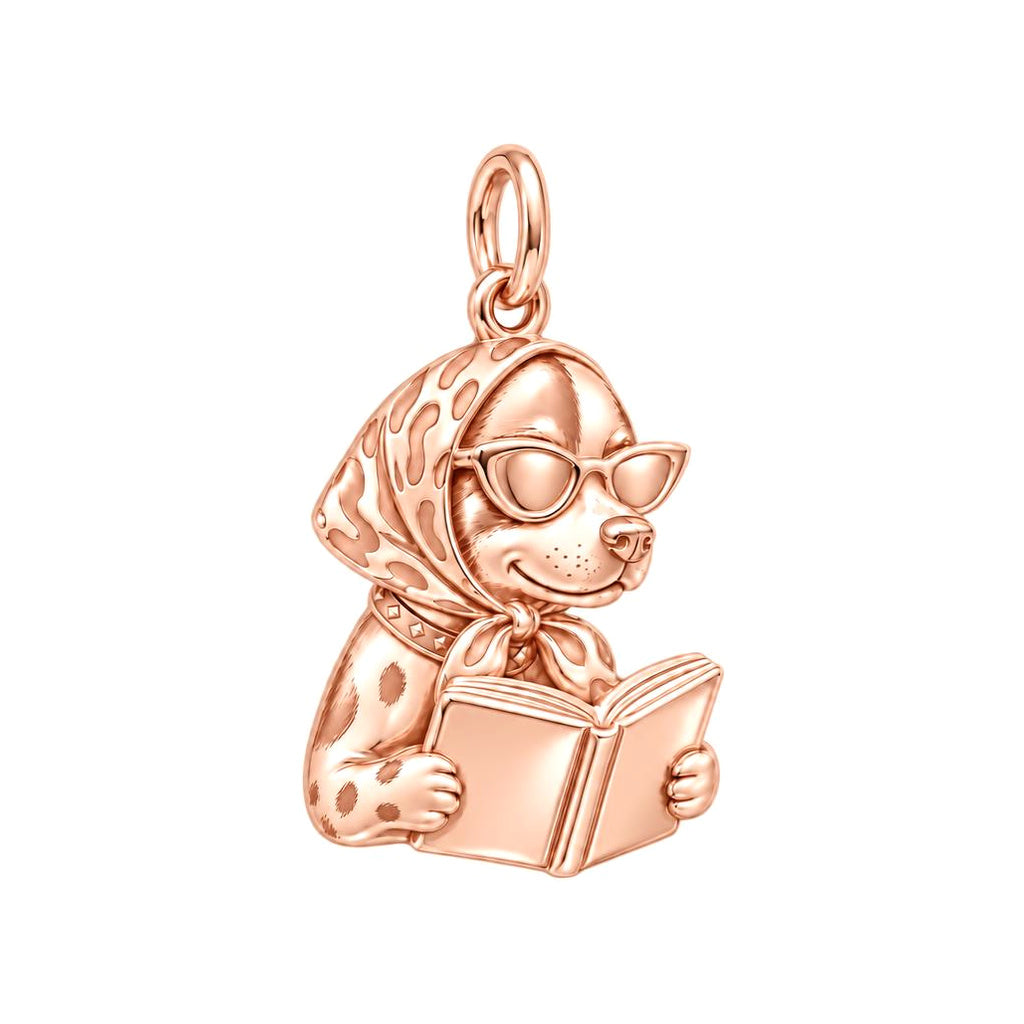 Bibliophile Pup in Headscarf Charm and Polyester Cord Bracelet Set