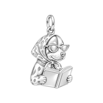 Bibliophile Pup in Headscarf Charm and Polyester Cord Bracelet Set