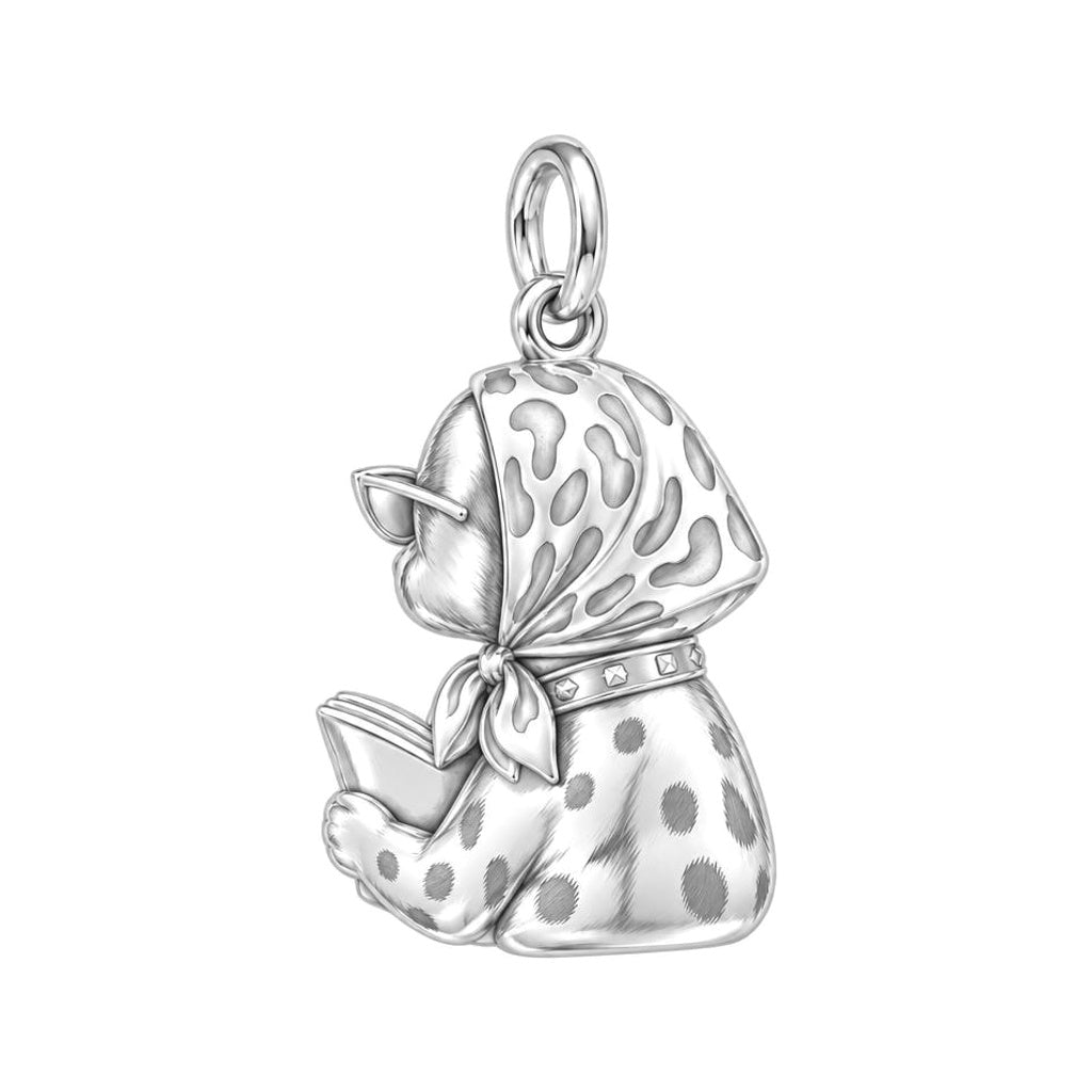 Bibliophile Pup in Headscarf Charm and Polyester Cord Bracelet Set