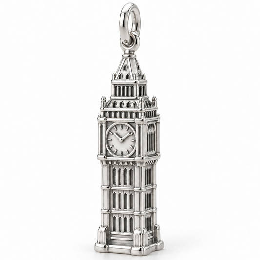 Big Ben Clock Tower Charm — Silver | charm-topics-remaining-444-2026-09-14 | topic-096
