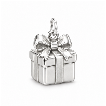 Birthday Gift Bow Charm — Silver | charm-topics-remaining-444-2026-09-14 | topic-253