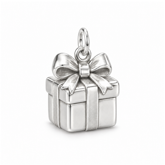 Birthday Gift Bow Charm — Silver | charm-topics-remaining-444-2026-09-14 | topic-253