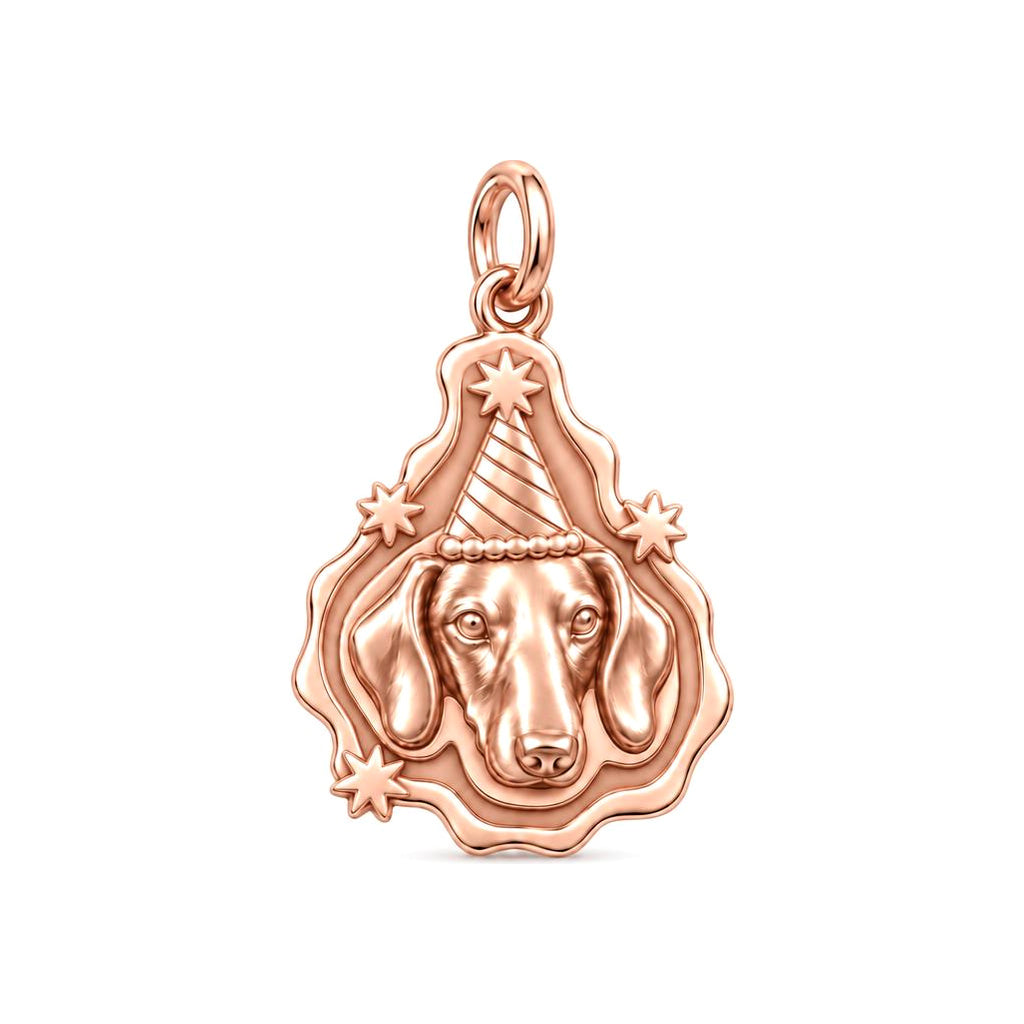 Birthday Party Pup Charm Bracelet – Personalized Dog Mom Gift – rose gold charm, front view