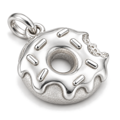 Bitten Donut Charm — Silver Super Macro | charm-topics-remaining-444-2026-09-14 | topic-007