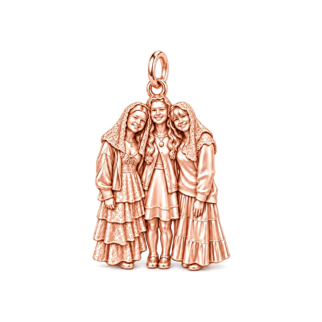 Blessed Friendship Bond Charm Bracelet – Personalized Catholic Friends Gift – rose gold charm, front view