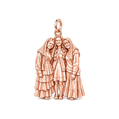 Blessed Friendship Bond Charm Bracelet – Personalized Catholic Friends Gift – rose gold charm, front view
