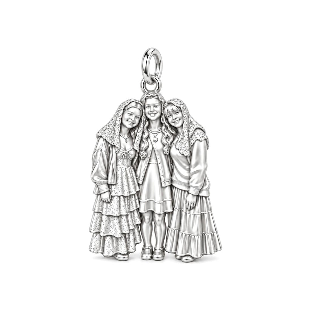 Blessed Friendship Bond Charm Bracelet – Personalized Catholic Friends Gift – silver charm, front view
