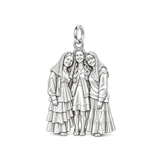 Blessed Friendship Bond Charm Bracelet – Personalized Catholic Friends Gift – silver charm, front view