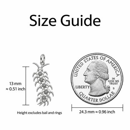 Blooming Centipede Charm Bracelet – Personalized Nature Gift – size guide, 13 mm charm next to a quarter