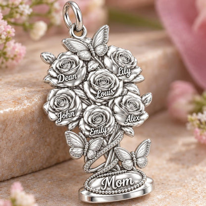Blooming Garden Bouquet Charm Bracelet – Personalized Mom Gift – macro detail of the charm